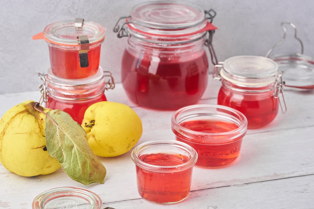 Various jars of quince jelly