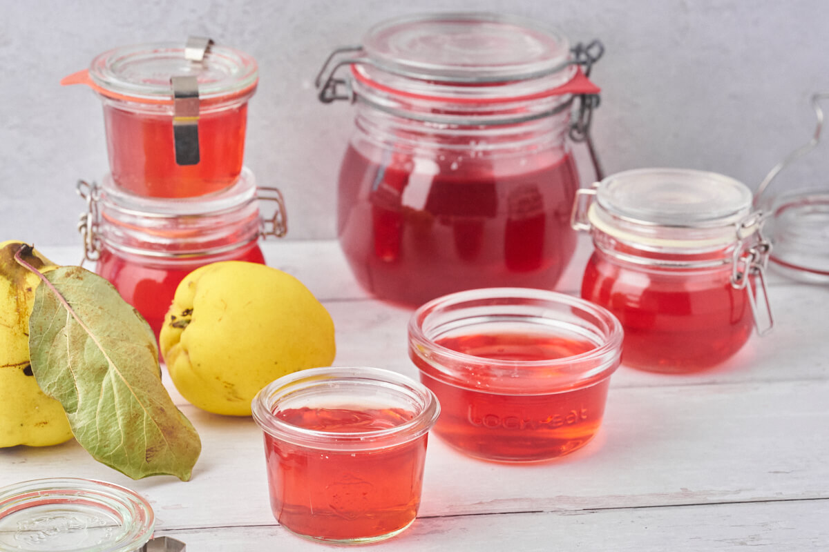 homemade jelly of quinces in small jars