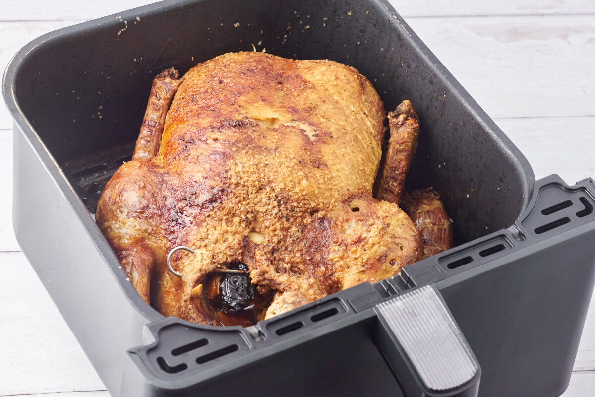 Air Fryer Duck in Basket from Air Fryer.